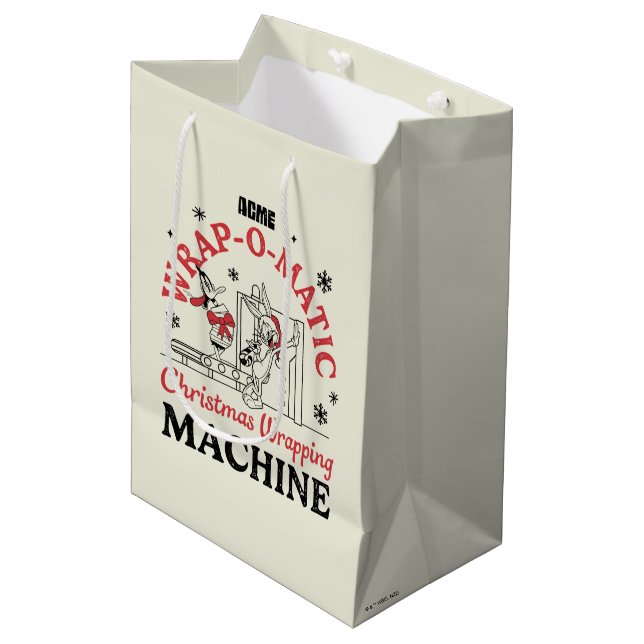 Sac Cadeau Moyen LOONEY TUNES™ | Machine à envelopper ACME-O-Matic (Devant Angle)