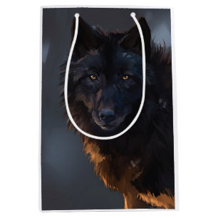 Sac Cadeau Moyen Loup noir