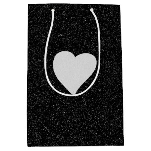 Sac Cadeau Moyen Love Heart White Parties scintillant Valentine's