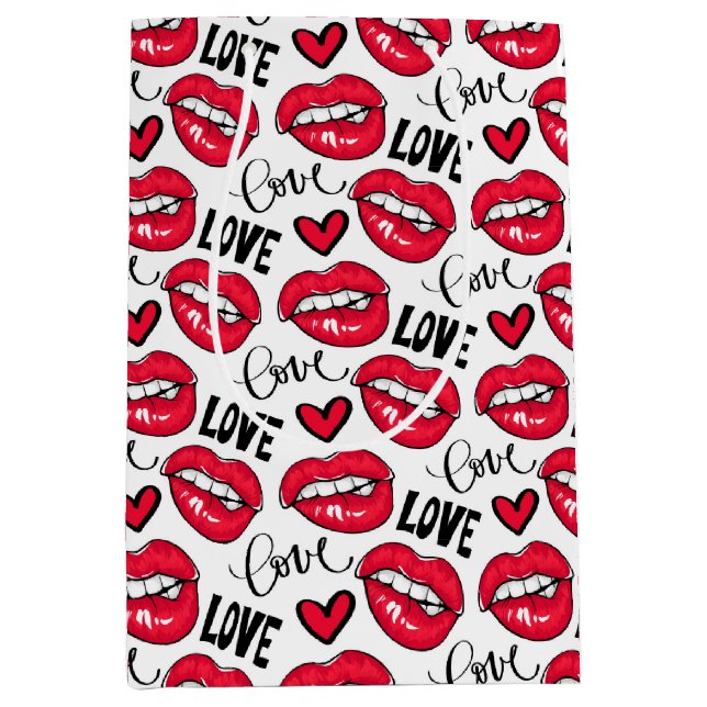 Sac Cadeau Moyen Love Red Lips (Devant)