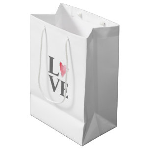 Sac Cadeau Moyen LOVE Sweet Heart Art aquarelle Couple Saint-Valent