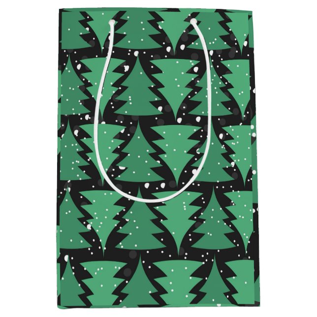 Sac Cadeau Moyen Lumières Boho Arbre Vert (Devant)