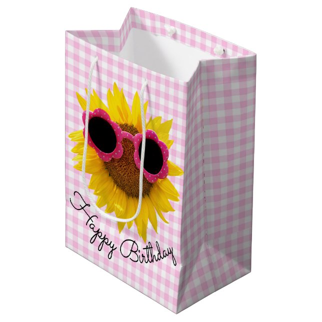 Sac Cadeau Moyen Lunettes De Soleil Sur Tournesol (Devant Angle)