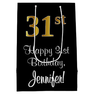 Sac Cadeau Moyen Luxueux, élégant, Faux Gold Look 31e anniversaire