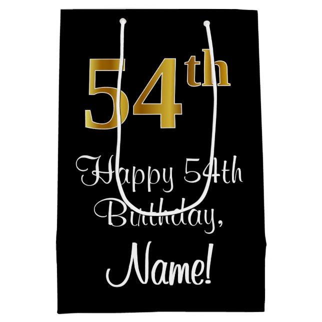 Sac Cadeau Moyen Luxueux, élégant, Faux Gold Look 54e anniversaire (Dos)