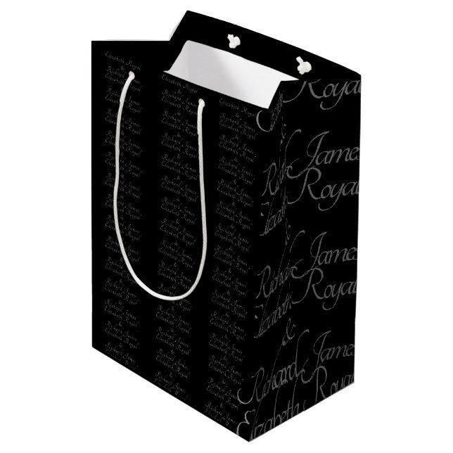 Sac Cadeau Moyen Luxueux noir et or mariage thème élégant (Dos Angle)