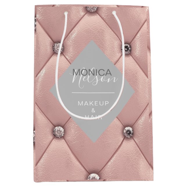 Sac Cadeau Moyen luxueux rose or tufted monogramme produit (Devant)