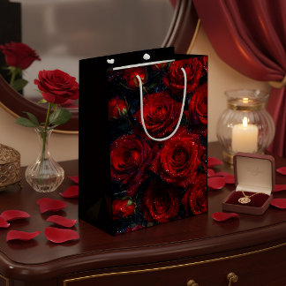 Sac Cadeau Moyen Luxury Red Roses Valentine’s Day Gift Bag