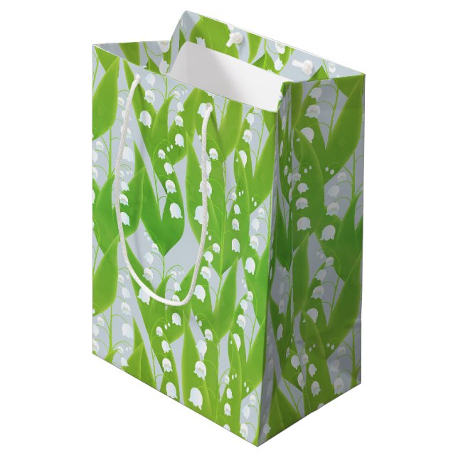 Sac Cadeau Moyen Lys de la Vallée Motif Floral (Devant Angle)