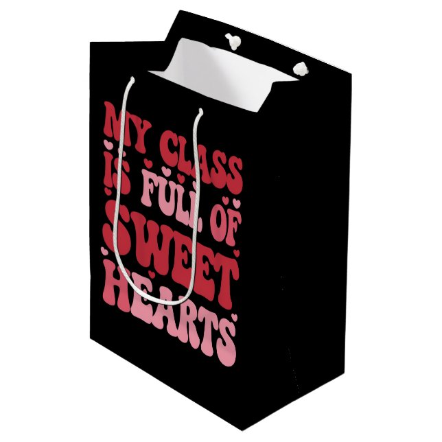 Sac Cadeau Moyen Ma classe est pleine de coeur Saint-Valentin (Devant Angle)