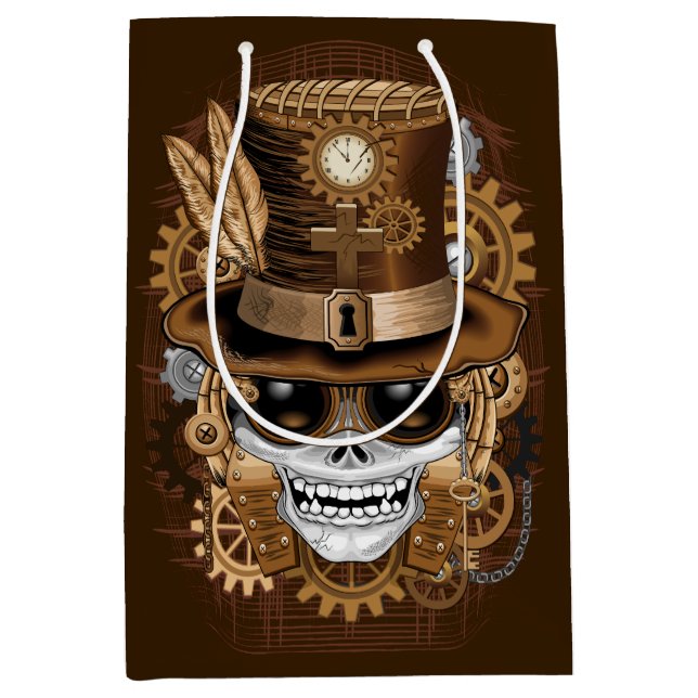 Sac Cadeau Moyen Machine rétro Voodoo à vapeur crâne (Devant)