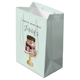 Sac Cadeau Moyen Magnifique gâteau d'anniversaire de fête brillant 