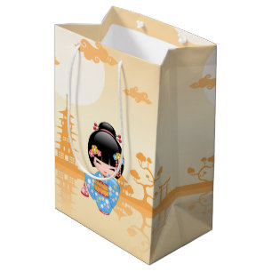 Sac Cadeau Moyen Maiko Kokeshi poupée mignonne japonais Geisha jaun