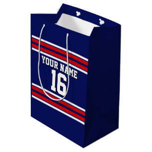Sac Cadeau Moyen Maillot d'équipe bleu marine avec rayures rouges e