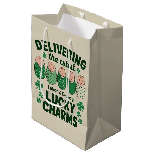 Sac Cadeau Moyen Main-d'oeuvre et livraison Chance de charme Infirm (Devant Angle)
