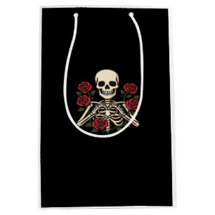 Sac Cadeau Moyen Mains Coeur Squelette Avec Roses Rouges - Romantiq