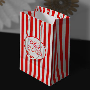 Sac Cadeau Moyen Maïs éclaté orienté de film rouge et blanc
