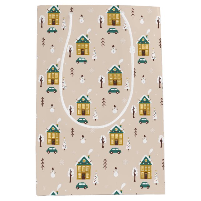 Sac Cadeau Moyen Maison de vacances hiver moderne (Devant)