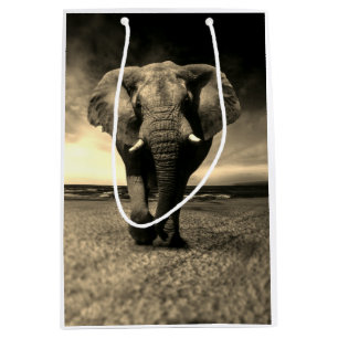 Sac Cadeau Moyen Majestic Wild Bull Elephant à Sepia
