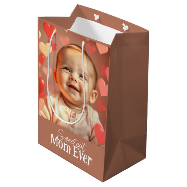Sac Cadeau Moyen Maman Cadeau Ajouter photo et texte (Dos Angle)