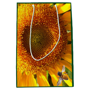 Sac Cadeau Moyen Mammouth jaune géant Tournesol et abeille