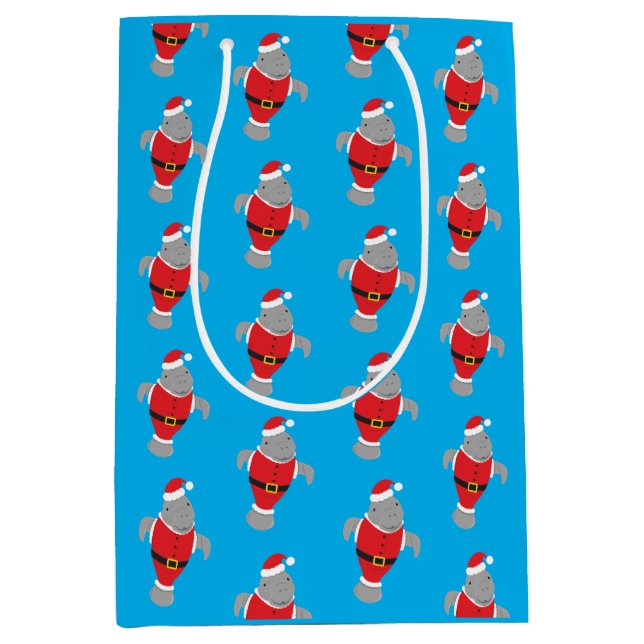 Sac Cadeau Moyen Manatee Père Noël Outfit Animal Novelty Noël (Devant)