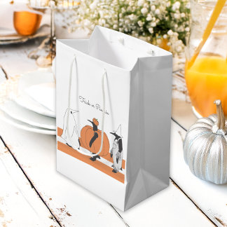 Sac Cadeau Moyen Manchot Citrouille Personnalisé Drôle Halloween