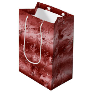 Sac Cadeau Moyen Marbre rouge brillant