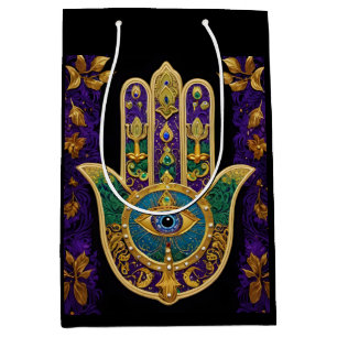 Sac Cadeau Moyen Mardi Gras Gold violet vert Hamsas Art