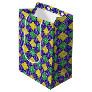 Sac Cadeau Moyen Mardi Gras Harlequin Motif du carnaval de Diamond