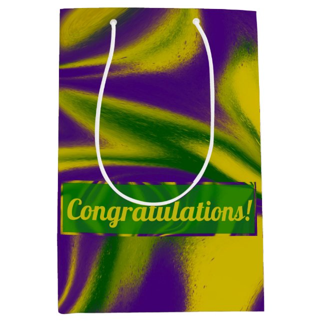 Sac Cadeau Moyen Mardi Gras Swirls (Devant)