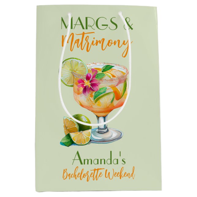 Sac Cadeau Moyen Marges et Mariage Tequila & Fiesta Bachelorette (Devant)