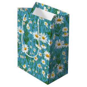 Sac Cadeau Moyen Marguerites Blanches D'Été Sur Aqua