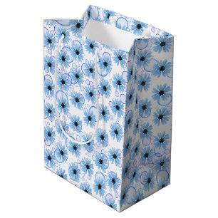 Sac Cadeau Moyen Marguerites Bleues Et Bulles