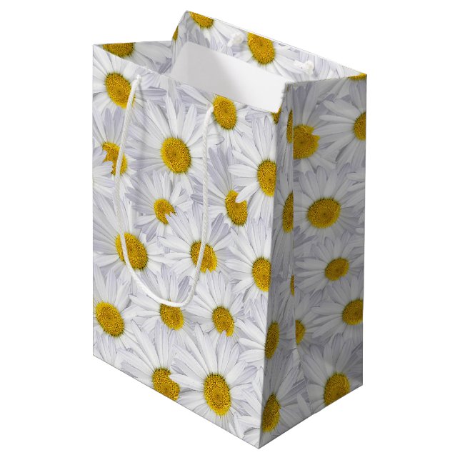 Sac Cadeau Moyen Marguerites d'anniversaire (Devant Angle)