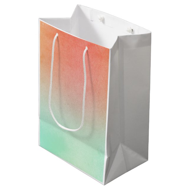 Sac Cadeau Moyen Mariage à la Menthe et Pêche Orange (Devant Angle)