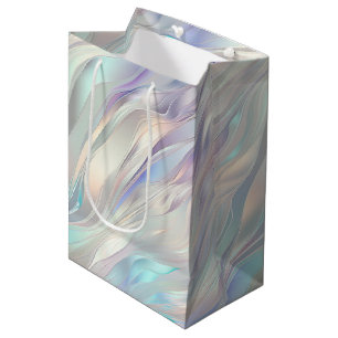 Sac Cadeau Moyen Mariage blanc Aqua Blue Purple Pearl
