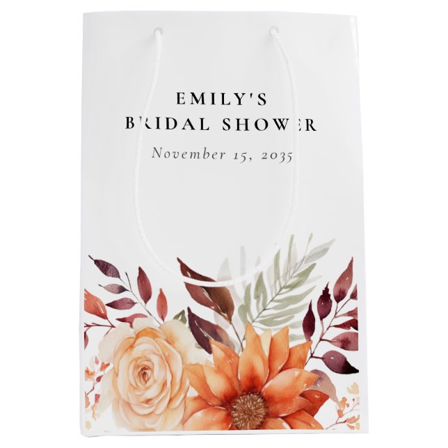 Sac Cadeau Moyen Mariage Bohème Floral Automnal (Devant)