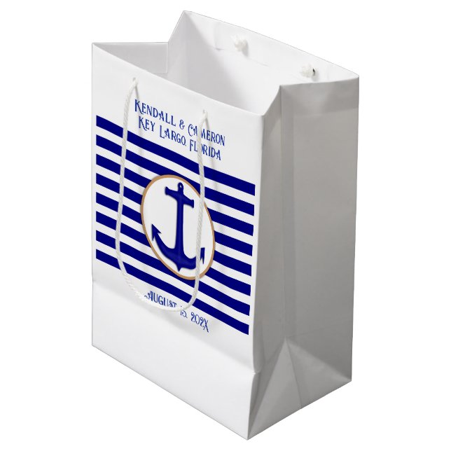 Sac Cadeau Moyen Mariage d'Ancre de la Marine Nautique (Devant Angle)