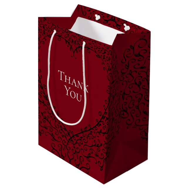 Sac Cadeau Moyen Mariage de coeur rouge et noir (Dos Angle)