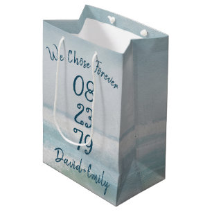 Sac Cadeau Moyen Mariage de l'anniversaire de l'aquarelle océanique