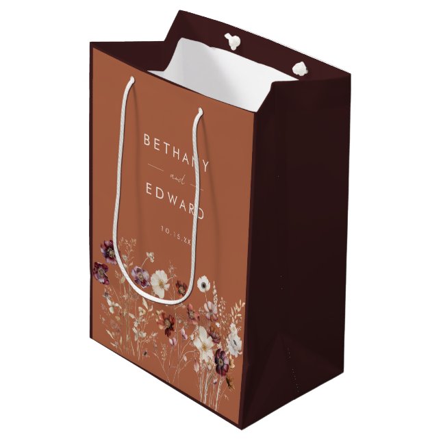 Sac Cadeau Moyen Mariage de pré-Fleur sauvage d'automne (Devant Angle)