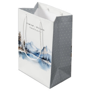 Sac Cadeau Moyen Mariage du paysage de neige hivernale du lac Mount