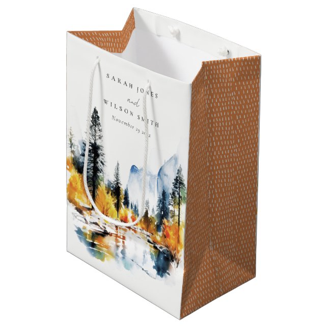 Sac Cadeau Moyen Mariage du paysage hivernal de la rivière Mountain (Devant Angle)