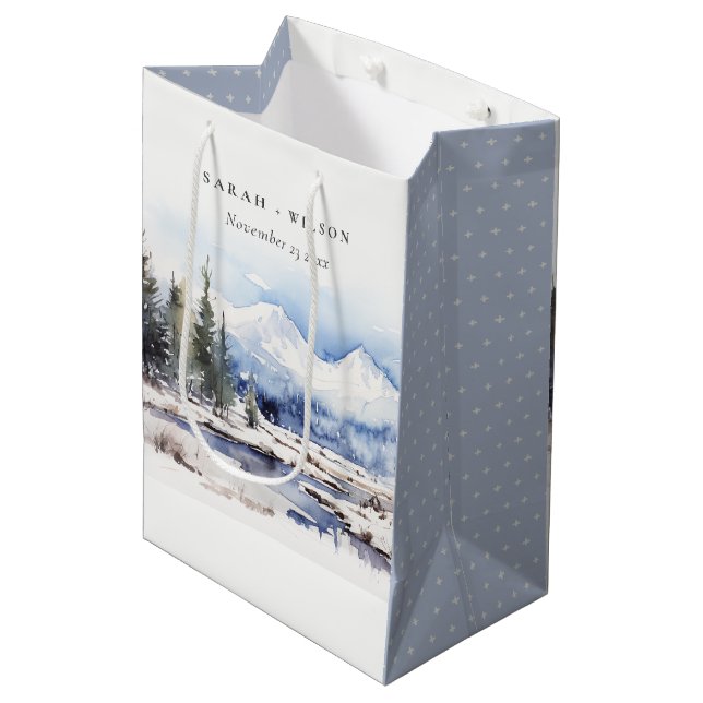 Sac Cadeau Moyen Mariage du paysage skiable de la montagne de neige (Devant Angle)