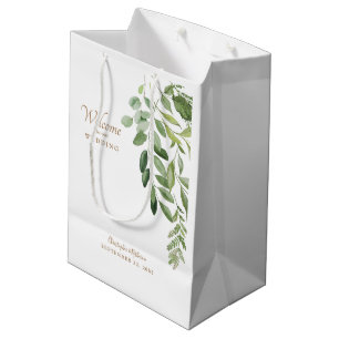 Sac Cadeau Moyen Mariage Favor Bienvenue Noms Or Foliage