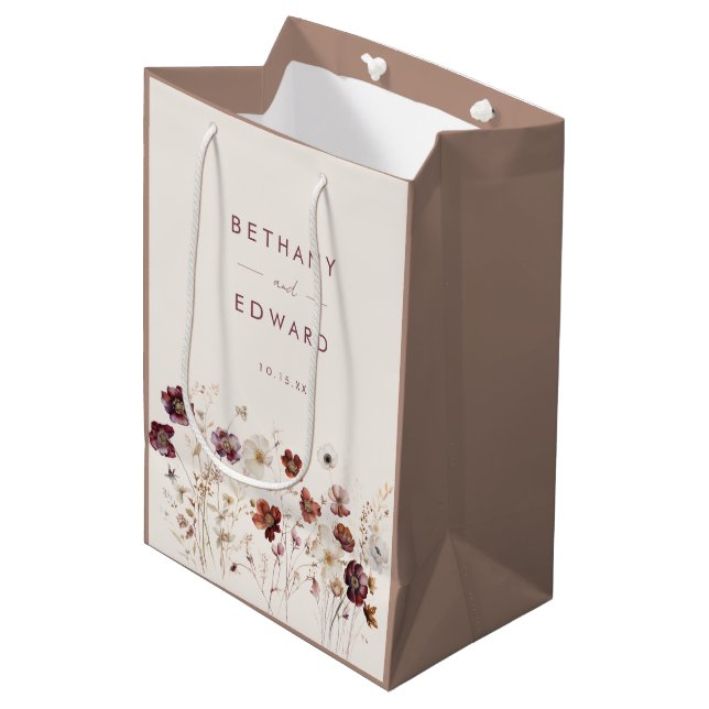 Sac Cadeau Moyen Mariage floral automne (Devant Angle)