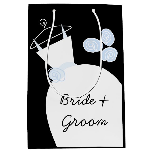 Sac Cadeau Moyen Mariage Gown Blue Bride & Groom noir moyen (Devant)