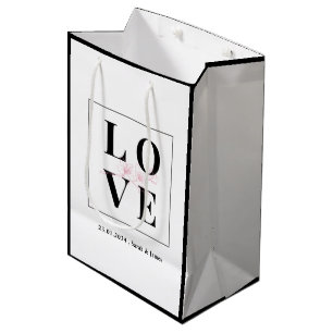 Sac Cadeau Moyen Mariage Personnalisé/Valentin Noir Et Blanc