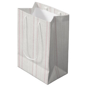 Sac Cadeau Moyen Mariage pierre rose rayures blanches douche de la 